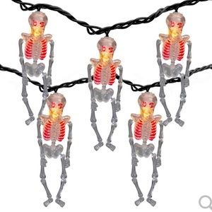 Halloween Skeleton String Lights - 9 Count Flashing Set, 9FT Long